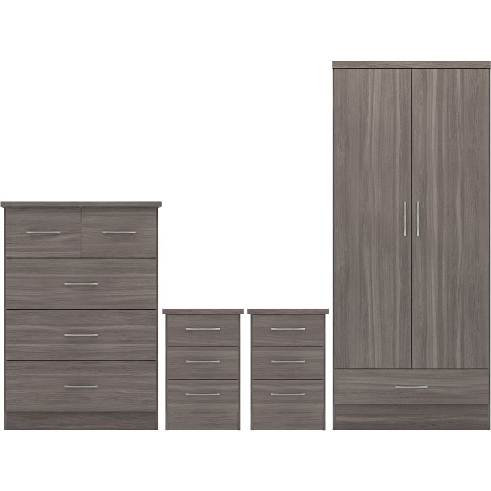 Seconique Nevada Black Wood Grain 4 Piece Bedroom Furniture Set Image 2