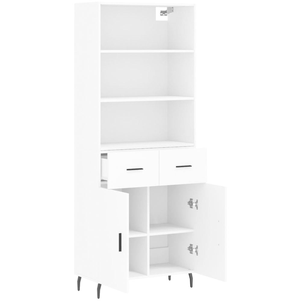 vidaXL 2 Door 2 Drawer 3 Shelf White Highboard Image 4