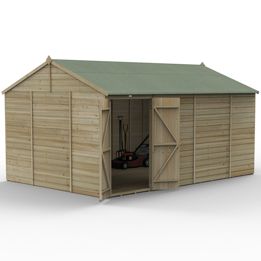 Forest Garden Beckwood 15 x 10ft Double Door Shiplap Reverse Apex Shed Image 3