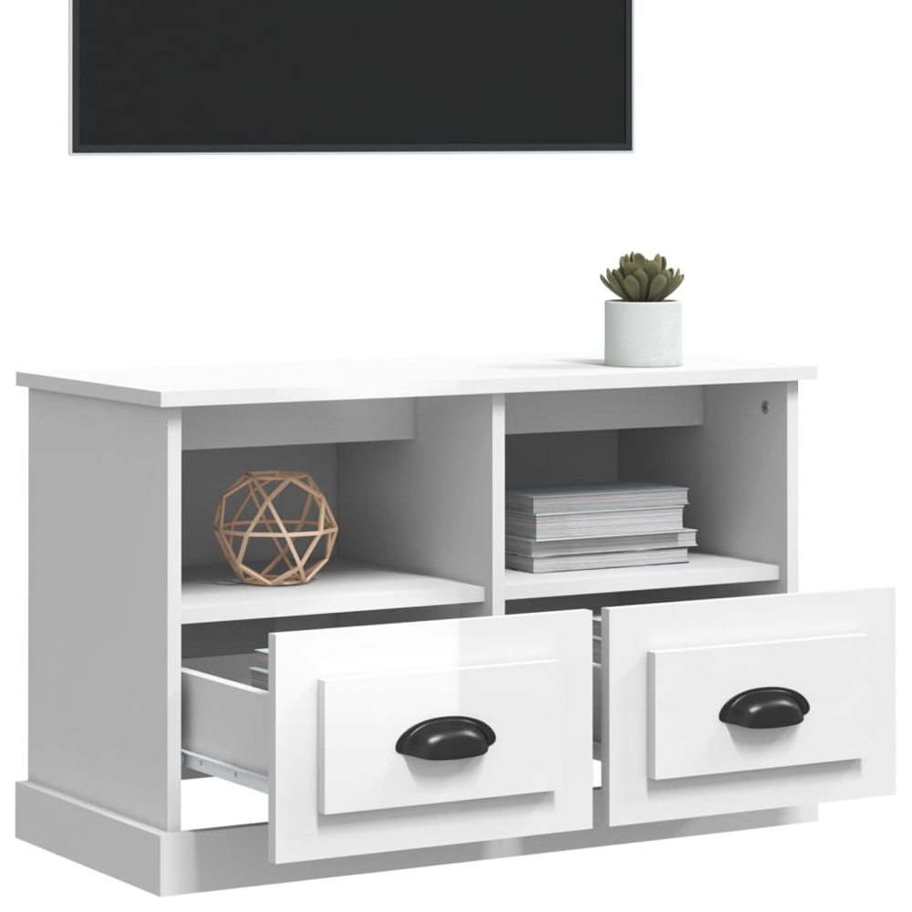 vidaXL 2 Drawer 2 Shelf White TV Cabinet Image 4