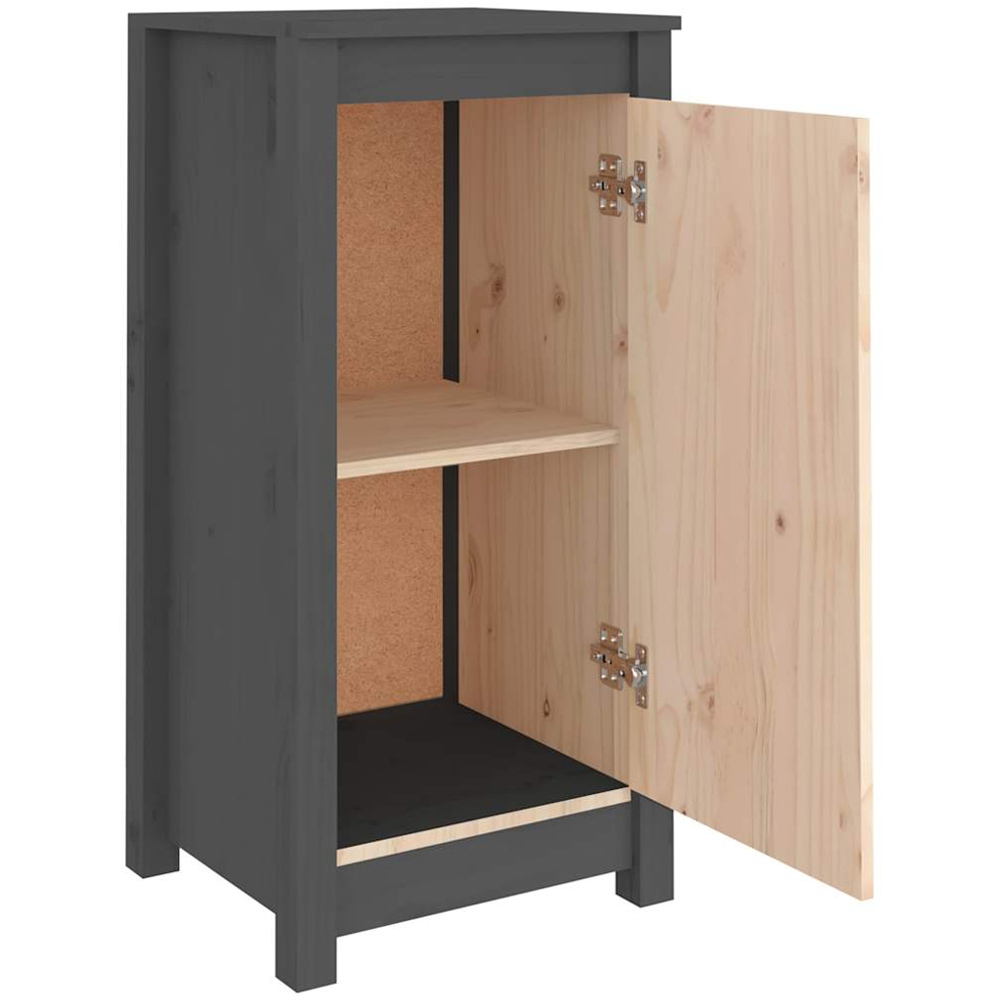 vidaXL Single Door Grey Solid Pine Wood Sideboard Image 2