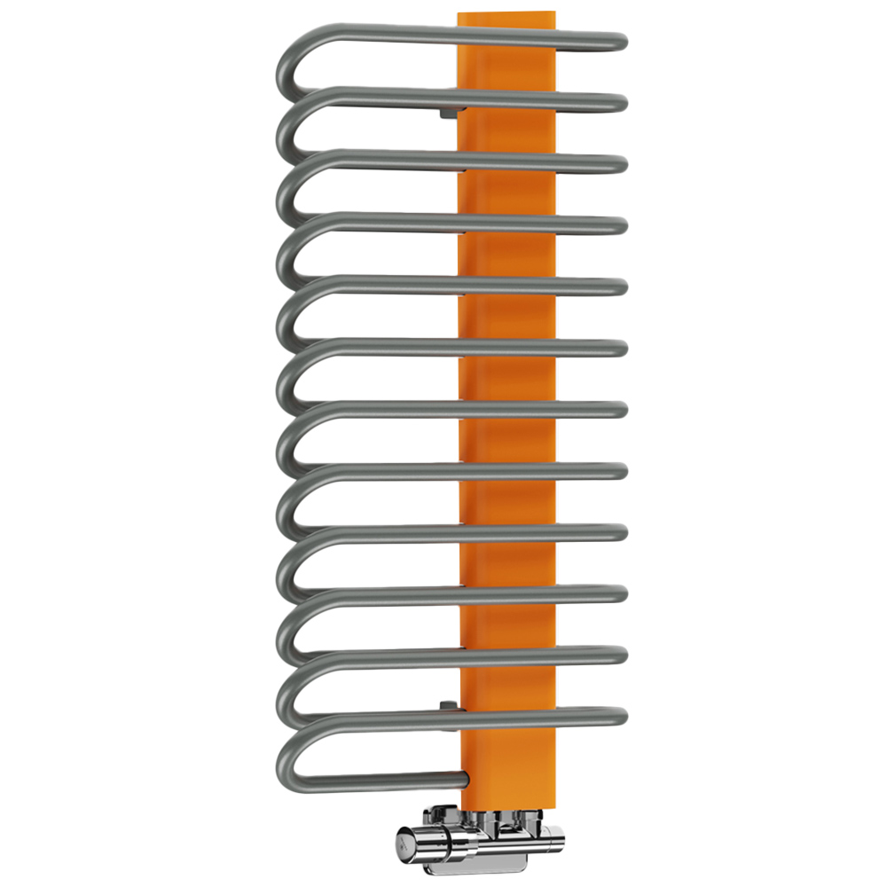 Terma Michelle 1245BTU Graphite and Orange Heated Towel Rail 780 x 400mm Image 1
