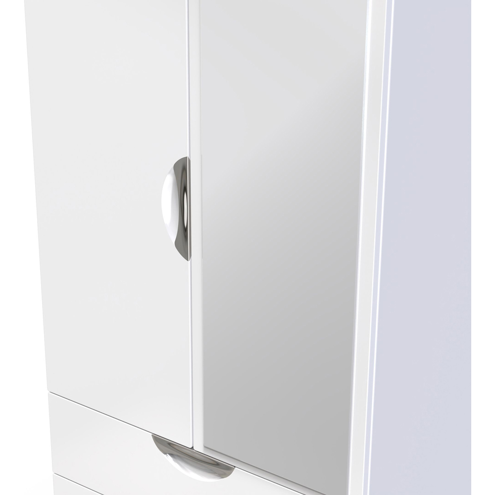 Crowndale Camden 2 Door 2 Drawer White Gloss and White Mirrored Wardrobe Ready Assembled Image 6