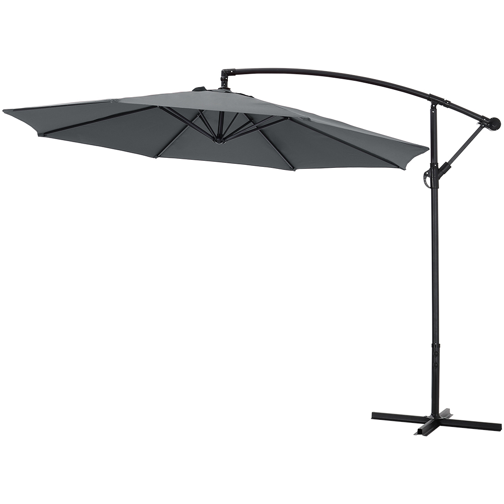 Living and Home Dark Grey Cantilever Parasol with Cross Base 3m Image 4