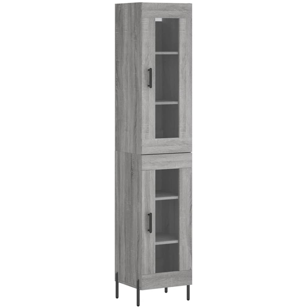 vidaXL 2 Glass Door Grey Sonoma Highboard Image 2