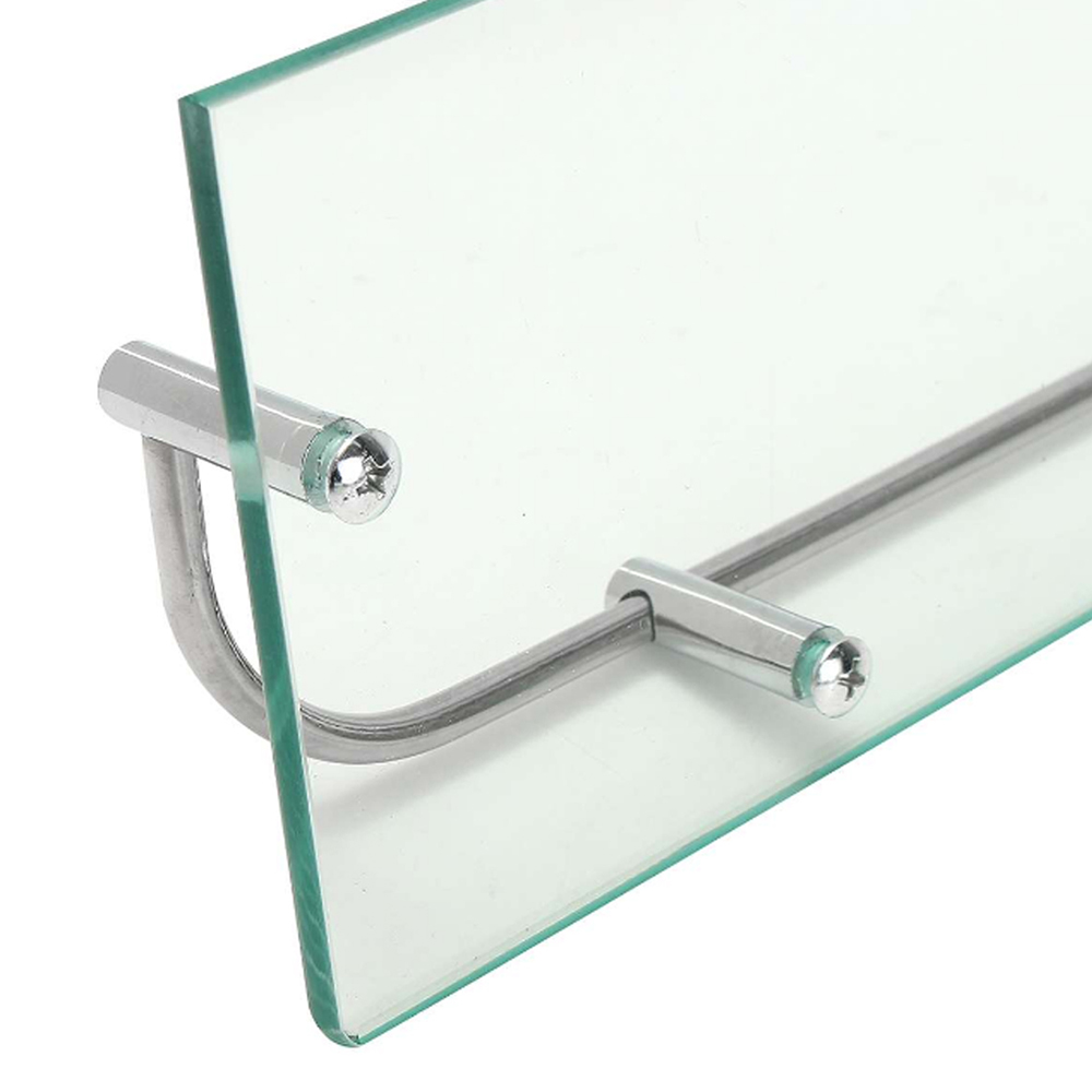 Living and Home Single Tier Silver Wall Mounted Bathroom Shelf Image 4