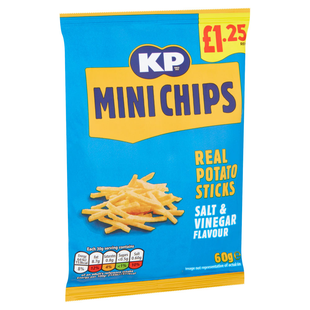 KP Mini Chips Real Potato Sticks Salt & Vinegar Flavour 60g Image 5