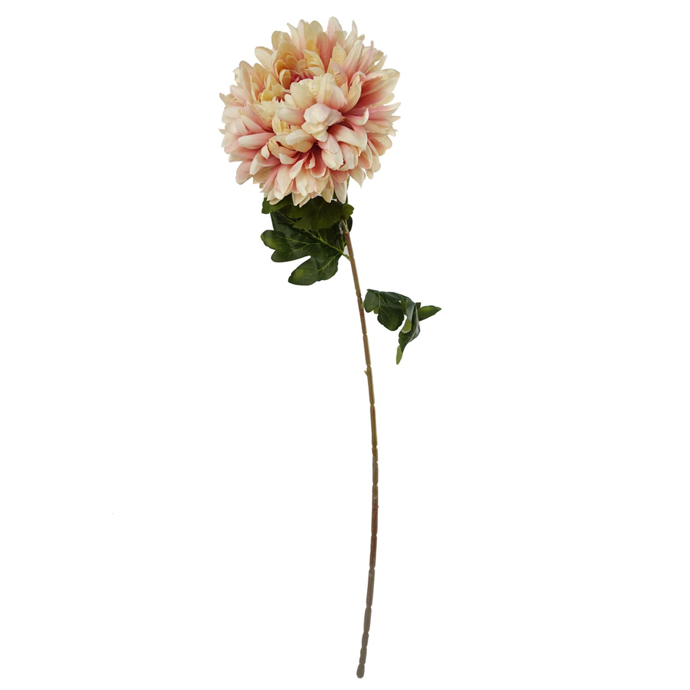 Leaf Pink Chrysanthemum Artificial Flower Bundle with Glass Bubble Vase 60cm 6 Pack Image 2