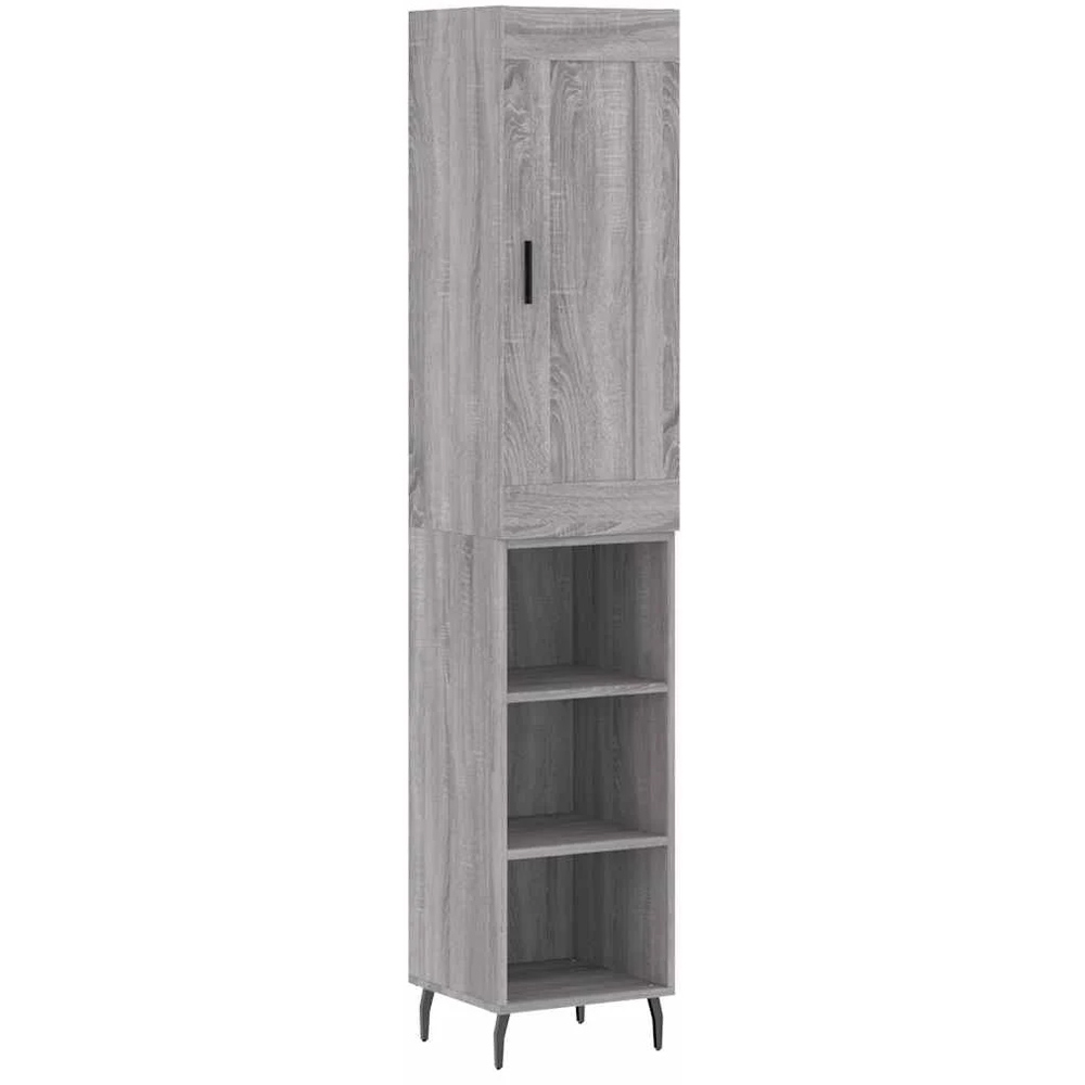 vidaXL Single Door 3 Shelf Grey Sonoma Slim Highboard Image 2