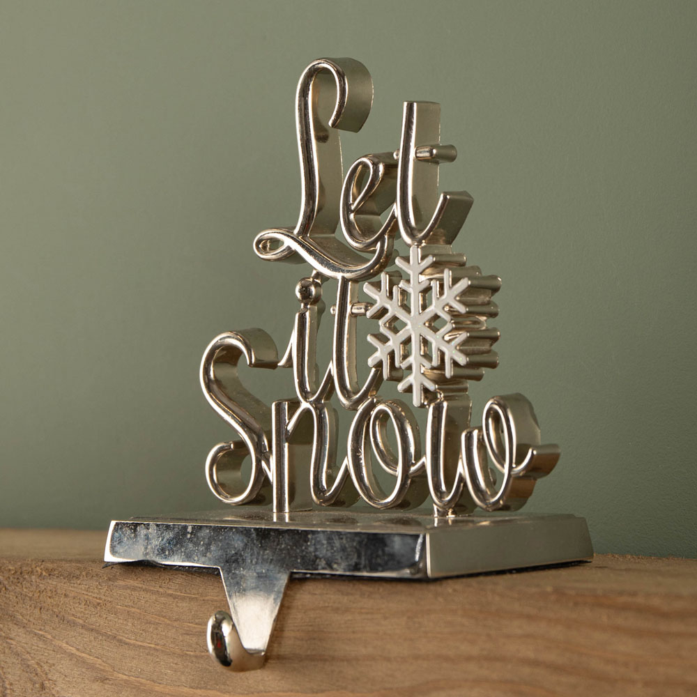 Samuel Alexander Silver Let it Snow Christmas Stocking Hanger 22cm Image 8