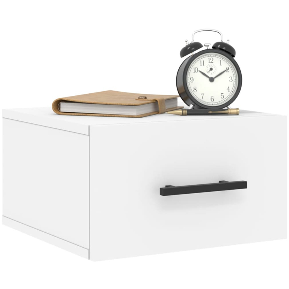 vidaXL Single Drawer White Wall Mounted Bedside Cabinet Image 3