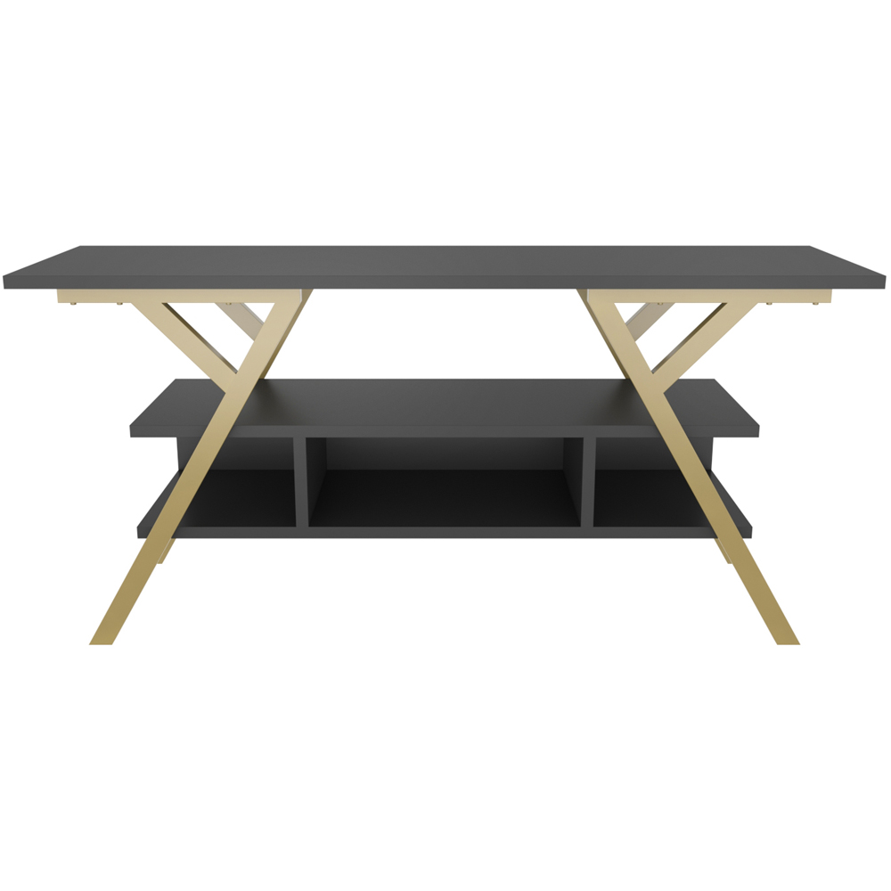 Decorotika Minerva Decorative 4 Open Shelf Gold and Anthracite TV Unit Image 3