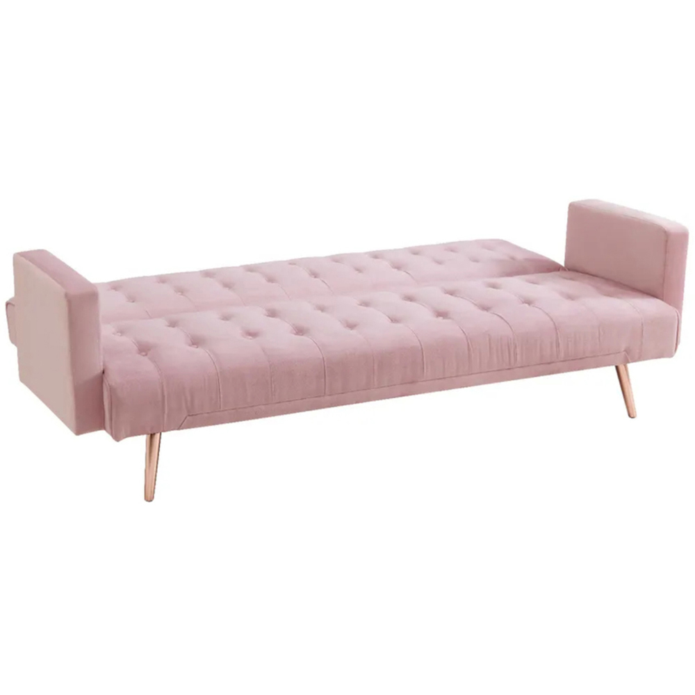 Comfy Living 3 Seater Pink and Gold Plush Velvet Sofa Bed Image 3