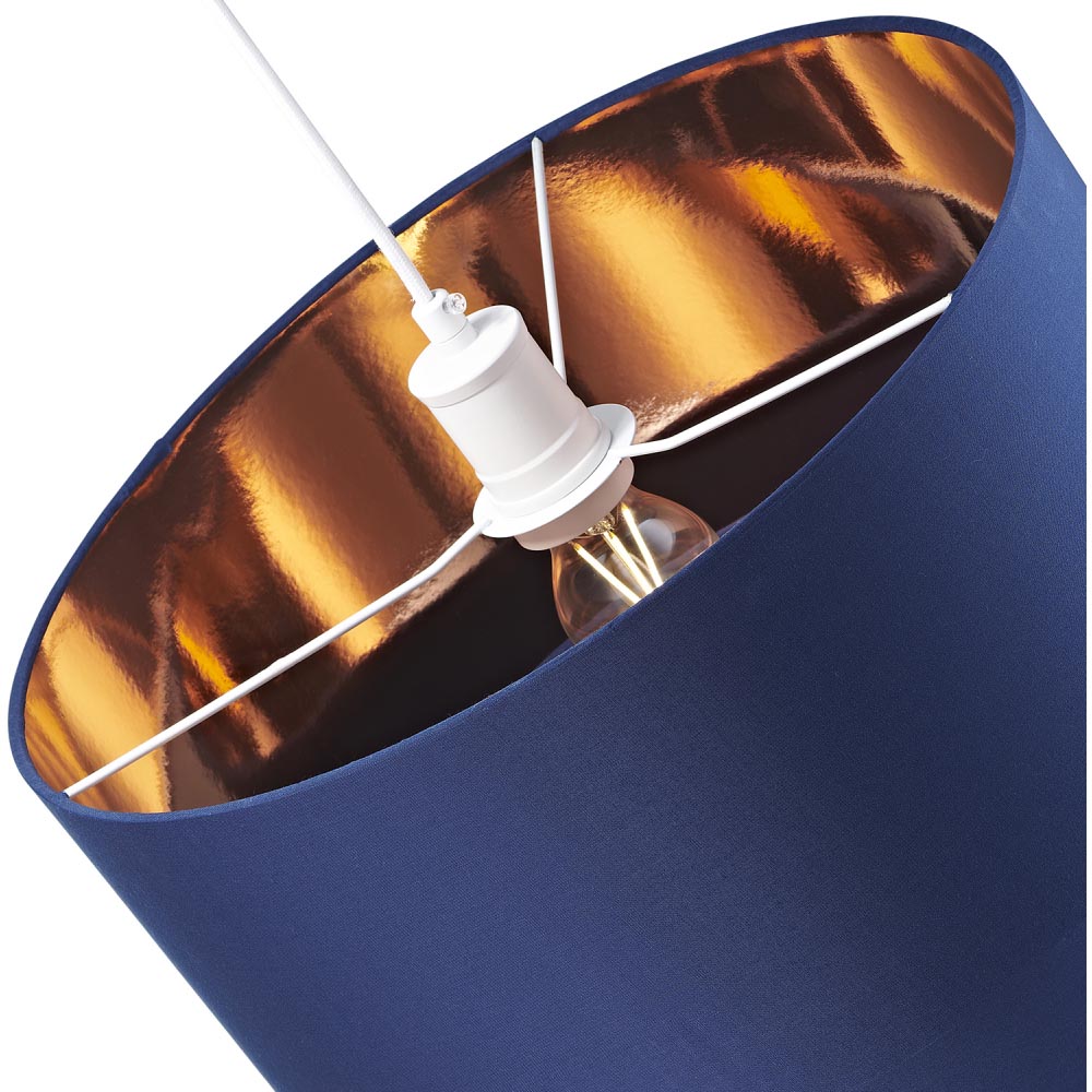 Happy Homewares Designer 2 Tier Midnight Blue Cotton Pendant Shade with Copper Inner Image 4