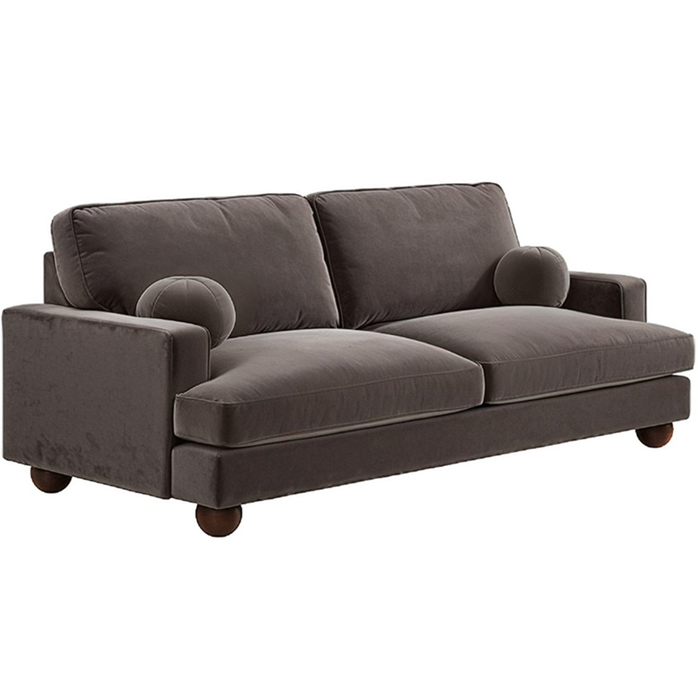 Solace+Co Addison 3 Seater Brown Velvet Sofa Image 2