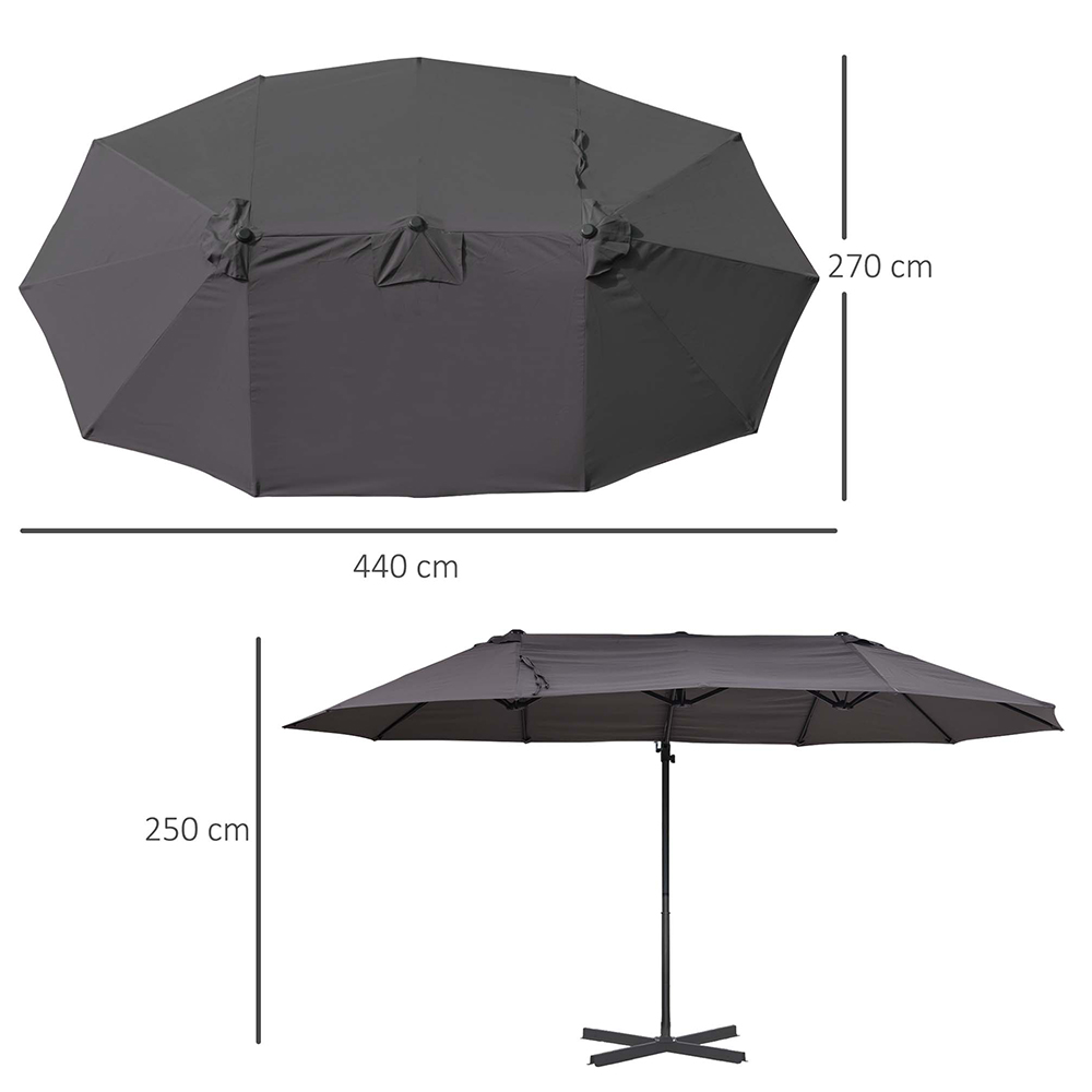 Outsunny Grey Double Overhanging Parasol 4.4m Image 4