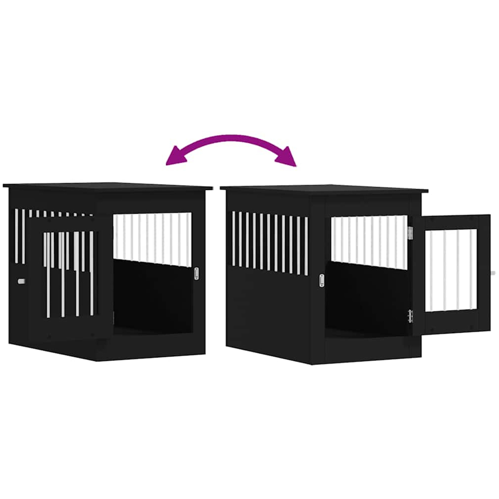 vidaXL Black Engineered Wood Dog Crate Furniture 68 x 55 x 80cm Image 9