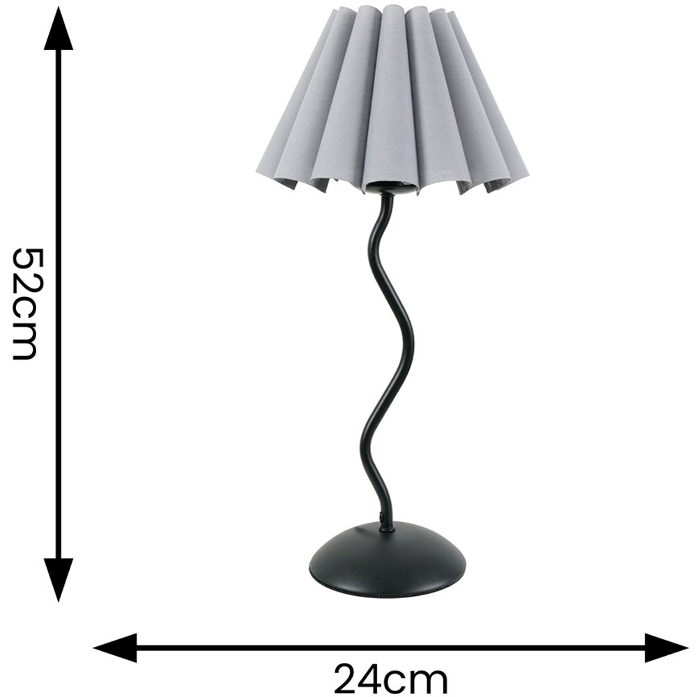 ValueLights Wiggle Grey Scallop Shade Black Metal Stem LED Table Lamp Image 4