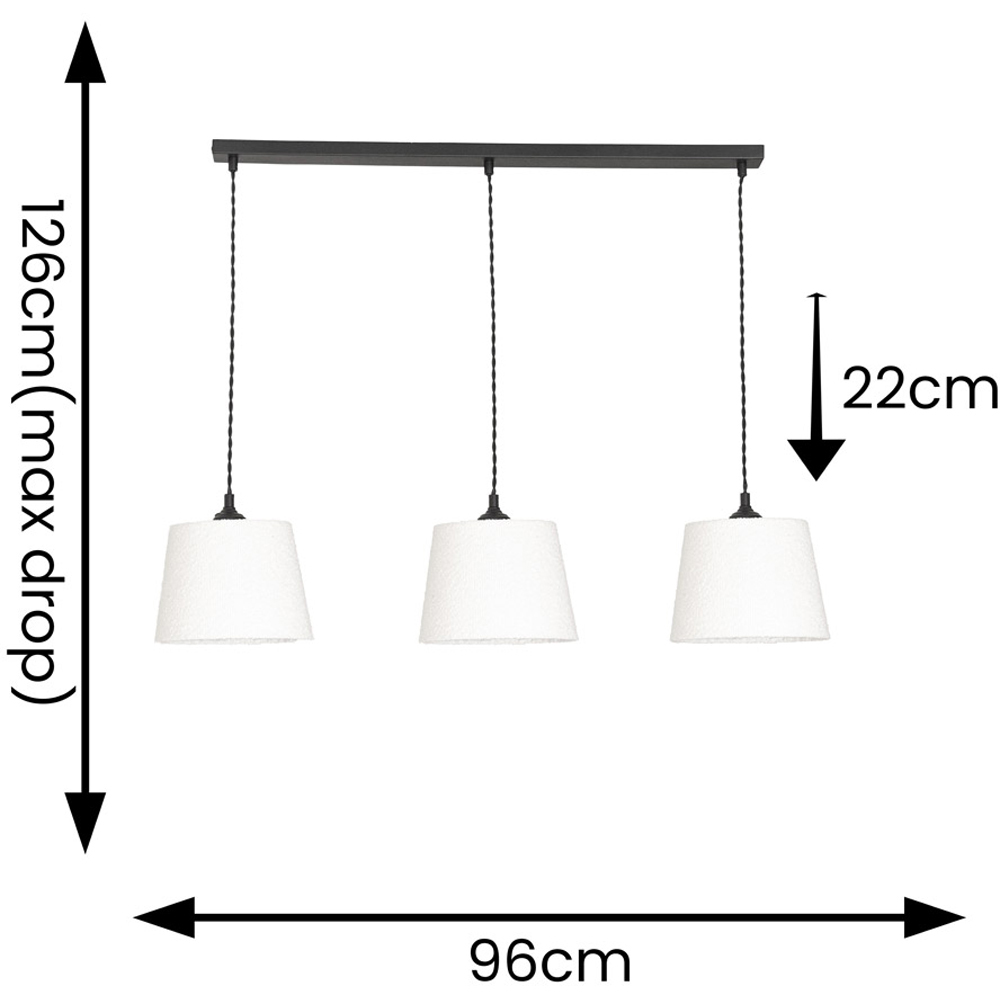 ValueLights Rory Tapered Cream Boucle Lamp Shade 3 Drop Ceiling Pendant Light with LED Bulbs Image 7