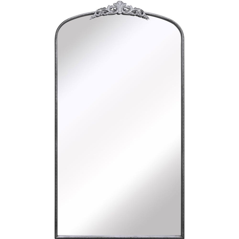 The Crown Silver Arched Metal Leaner Wall Mirror 174 x 96cm Image 1