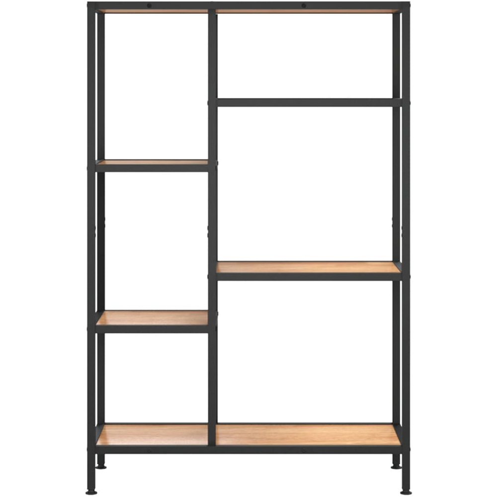 vidaXL 5 Shelf Light Brown and Black Bookshelf Image 3