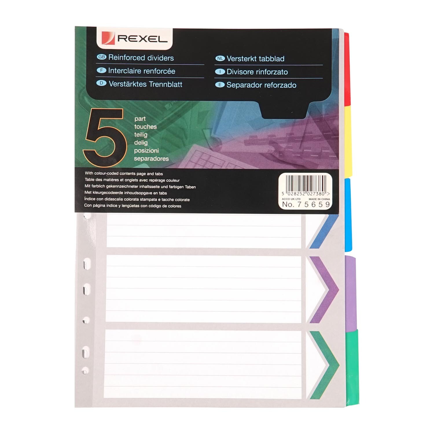 Pack of Five Tab Dividers Image 1