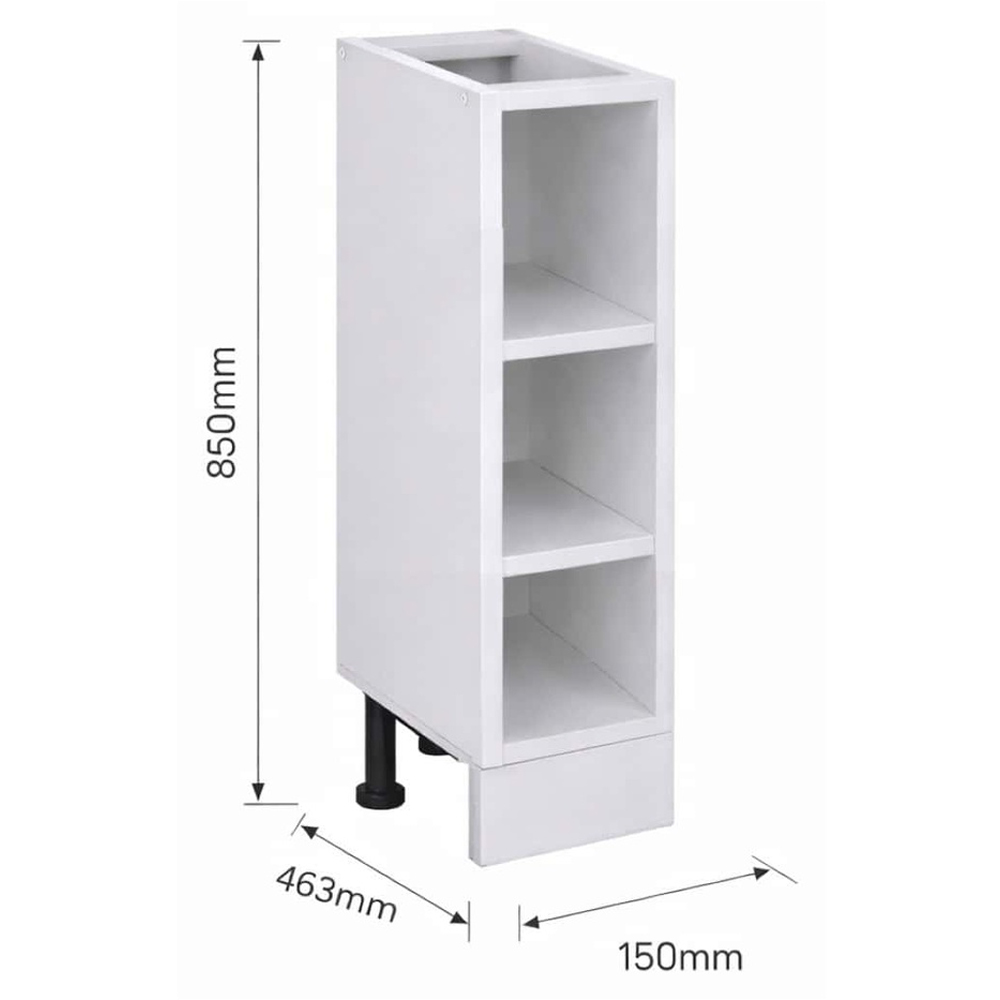 Impact Furniture Ella Star Nora 3 Shelf Light Grey Slim Kitchen Cabinet Base Unit 150mm Image 2