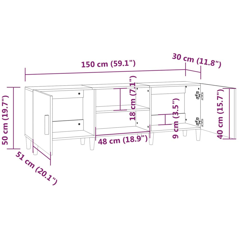 vidaXL 2 Door 2 Shelf Sonoma Oak TV Cabinet Image 8