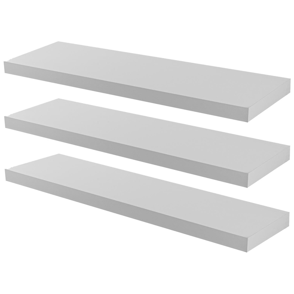 Harbour Housewares 80cm 3 Pack White Floating Wall Shelf Image 2