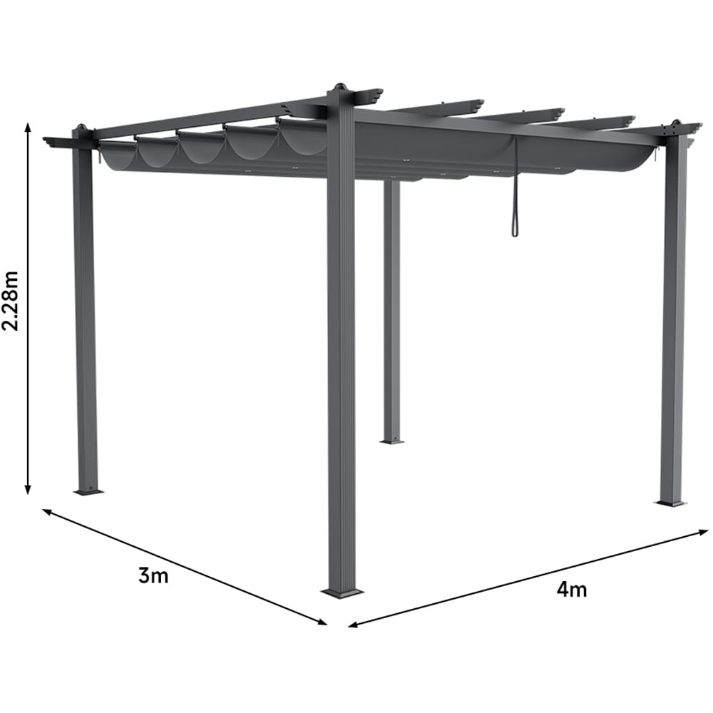 Living and Home Black Patio Deck Pergola with Canopy 4 x 3m Image 8
