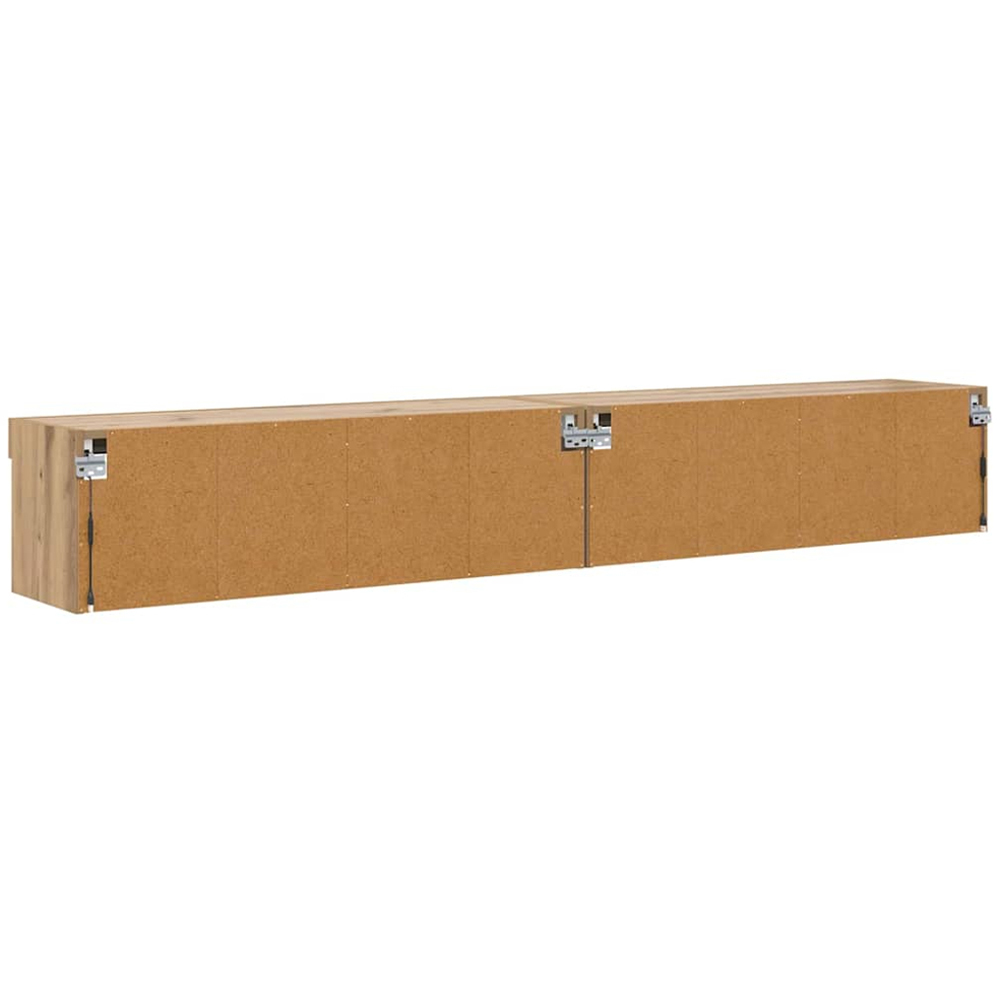 vidaXL 2 Shelf Artisan Oak Wall Mounted Wide TV Cabinet with LED Light 2 Pack Image 9