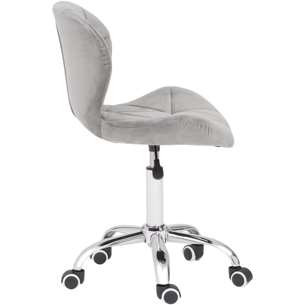 Premier Housewares Grey Velvet Quilted Home Office Chair Image 4