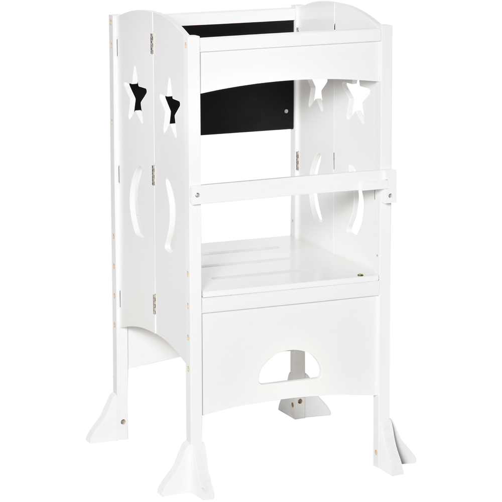 Tommy Toys White Kids Kitchen Step Stool with Blackboard Image 2