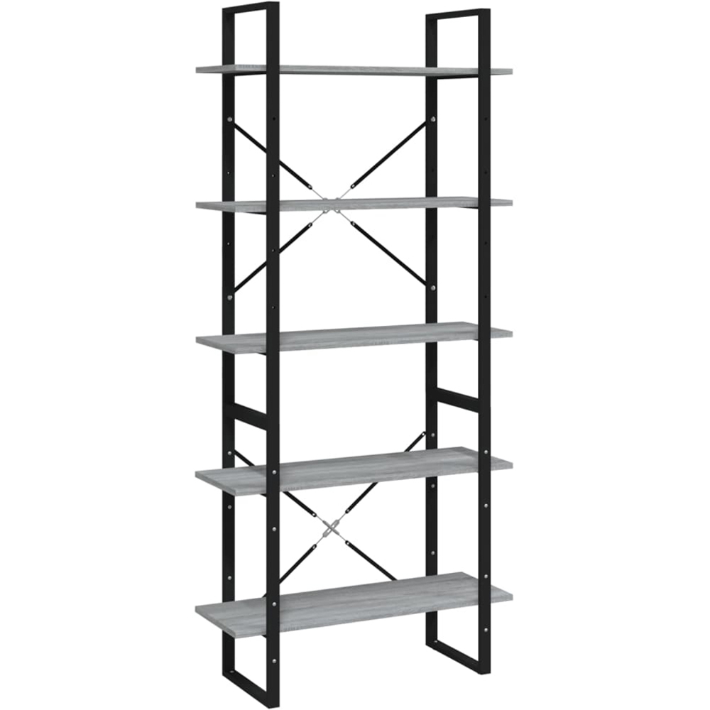 vidaXL 5 Shelf Grey Sonoma Oak Bookcase Image 2