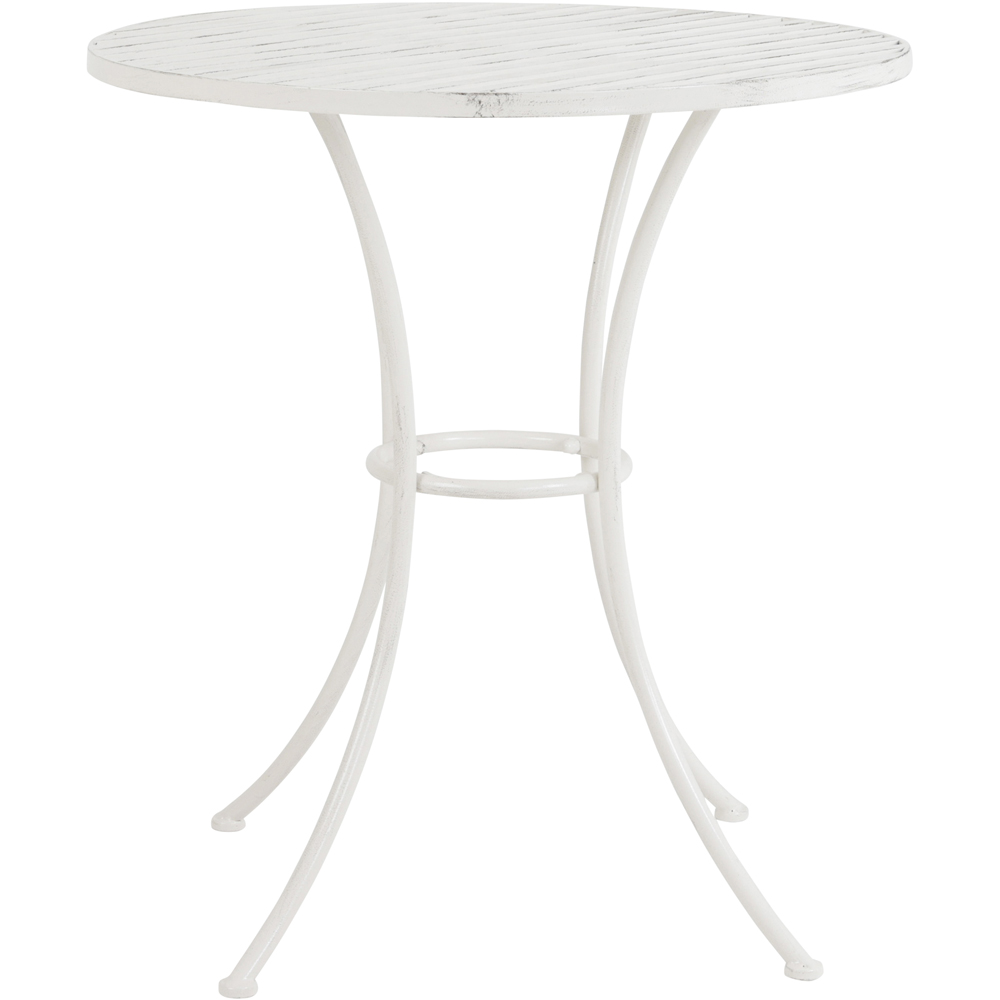 Charles Bentley 2 Seater Antique White Rustic Metal Leaf Pattern Foldable Garden Bistro Set Image 4