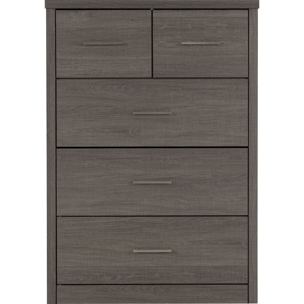Seconique Lisbon 5 Drawer Black Wood Grain Chest of Drawers Image 3