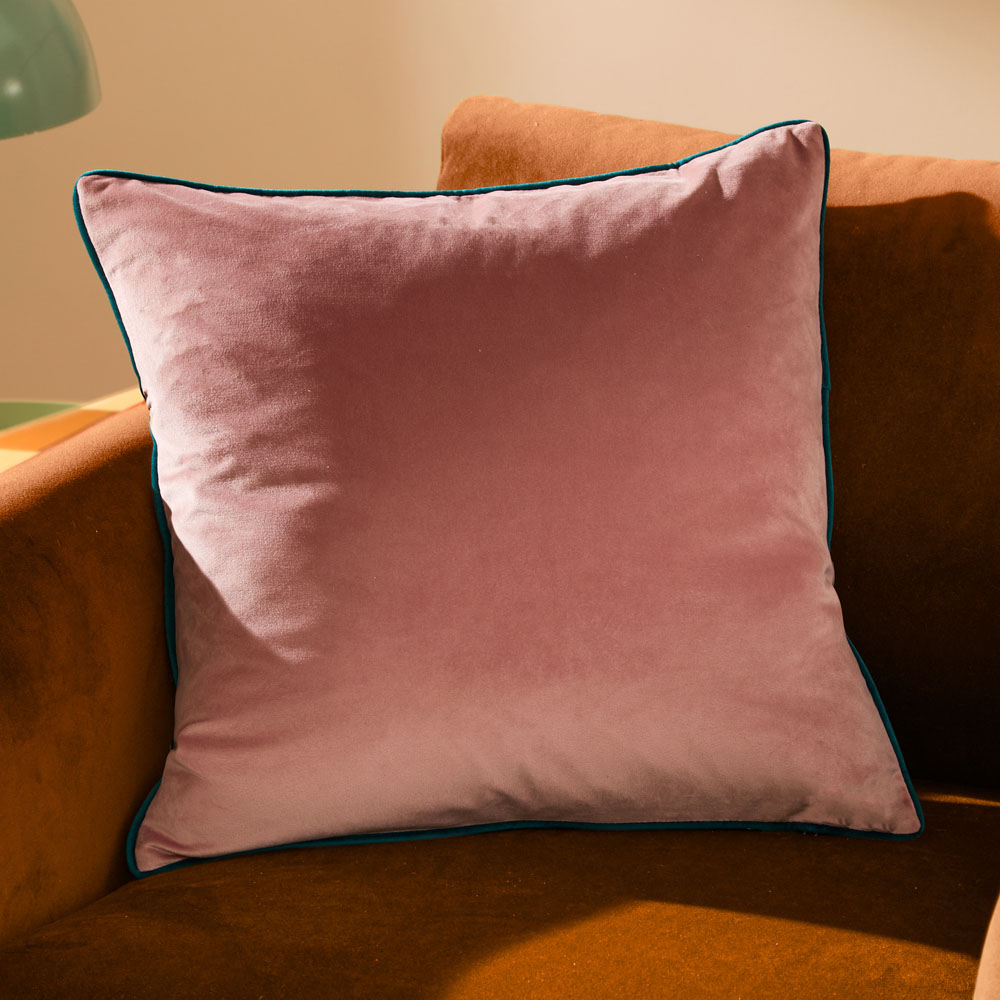 Furn Meridian Blush and Teal Velvet Cushion 45 x 45cm Image 2