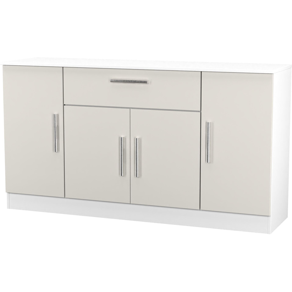 Crowndale Contrast 4 Door Single Drawer Grey Matt and White Wide Sideboard Ready Assembled Image 4