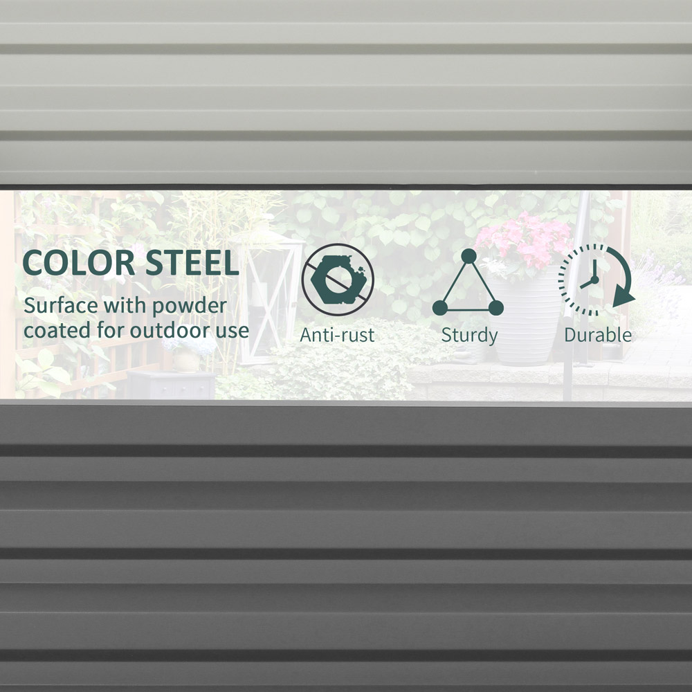 Outsunny Light Grey Metal Raised Garden Bed Flower and Vegetable Planter Image 5