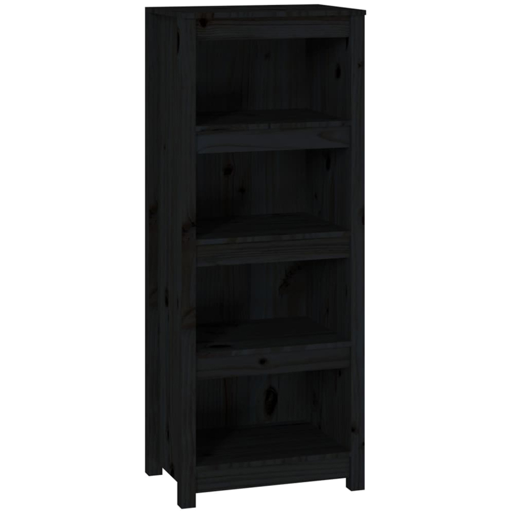vidaXL 4 Shelf Black Solid Pine Wood Bookcase Image 2