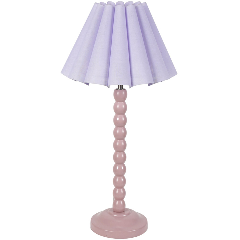 ValueLights Bobbins Lilac Scallop Tapered Shade Painted Rose LED Table Lamp Image 1