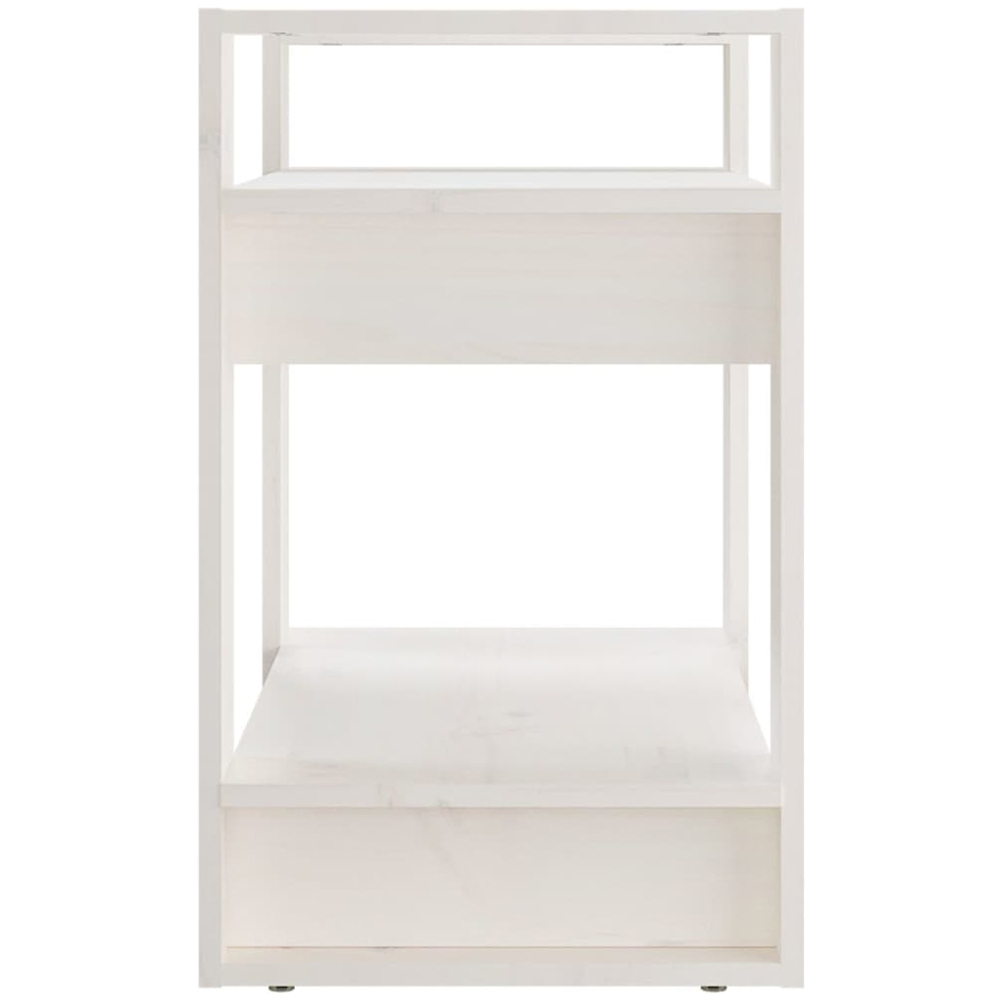 vidaXL 2 Shelf White Solid Pine Wood Bookcase Image 4
