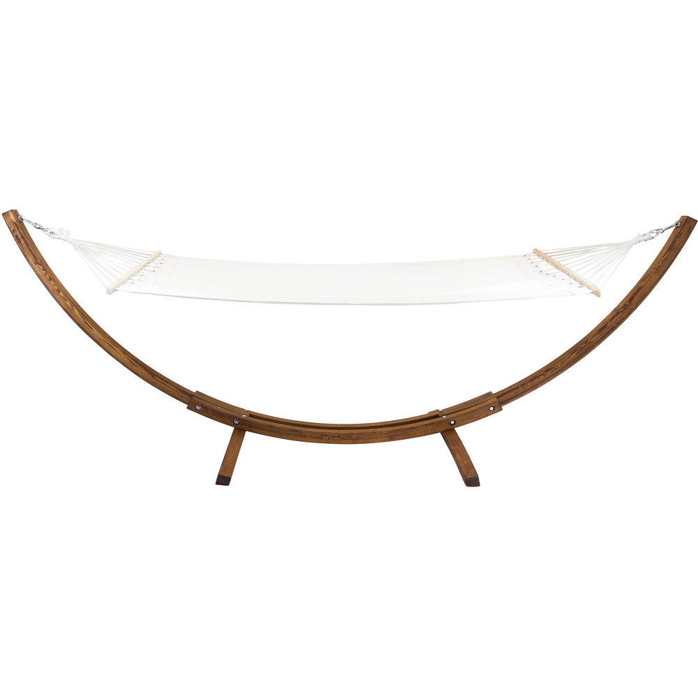 Charles Bentley Cream Canvas Hammock with Wooden Arc Stand Image 2