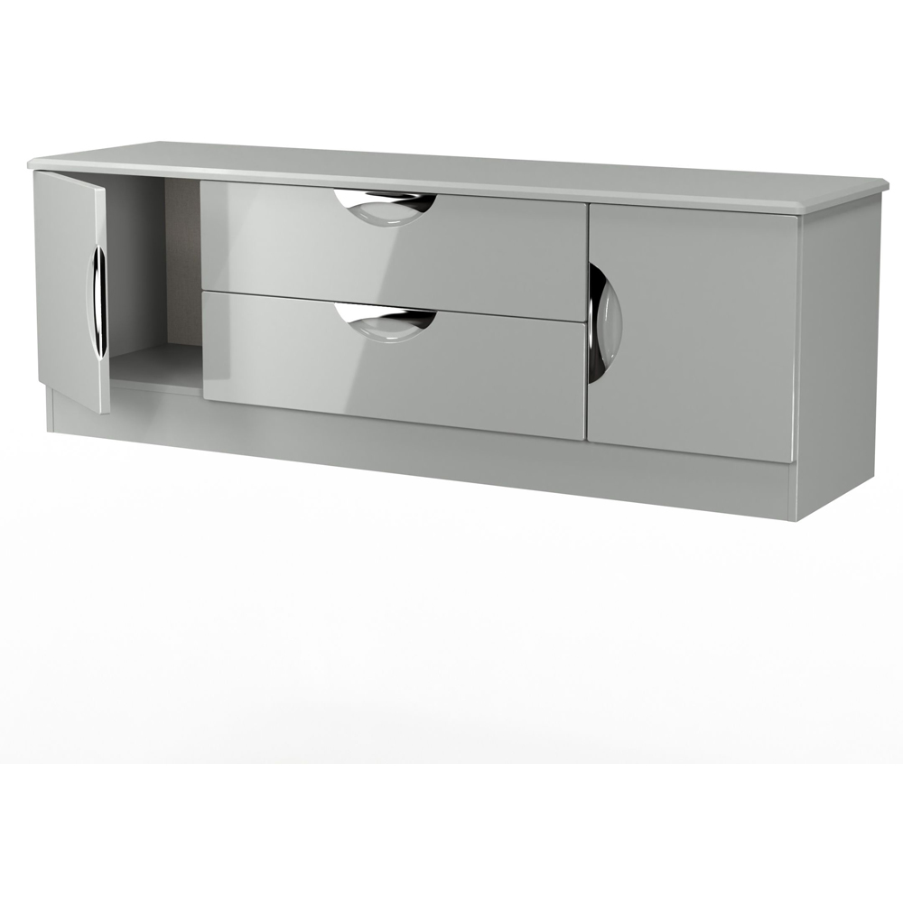 Crowndale Camden 2 Door 2 Drawer Grey Gloss and Dusk Grey Wide TV Unit Ready Assembled Image 6
