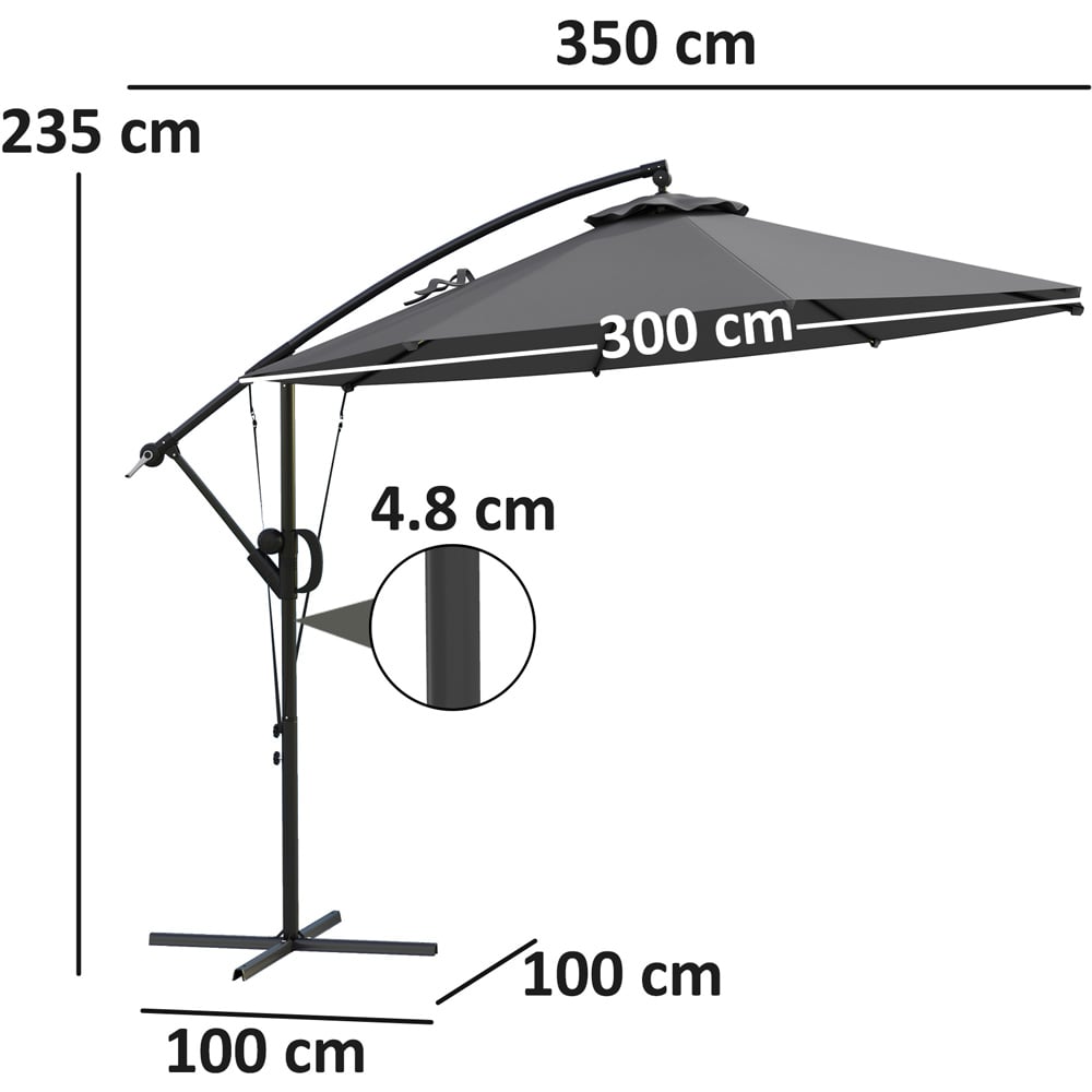 Outsunny Grey Banana Cantilever Parasol with Cover and Wind Strap 3m Image 9