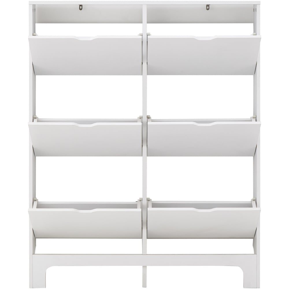 GFW White Narrow 6 Drawer Shoe Cabinet Image 3