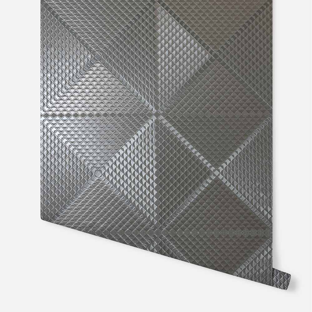 Arthouse Geo Diamond Foil Gunmetal Wallpaper Image 2
