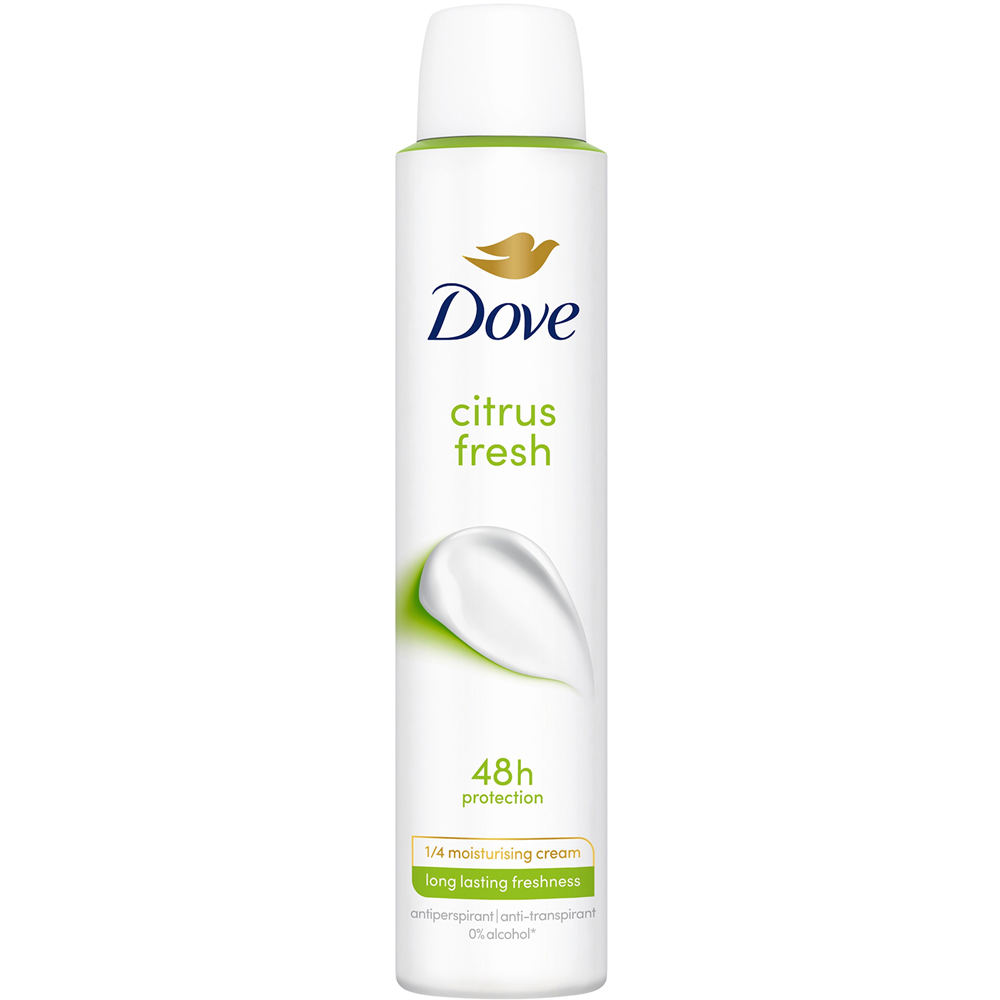 Dove Citrus Fresh 48H Sweat and Odour Protection Antiperspirant Aerosol 200ml 6 Pack Image 2