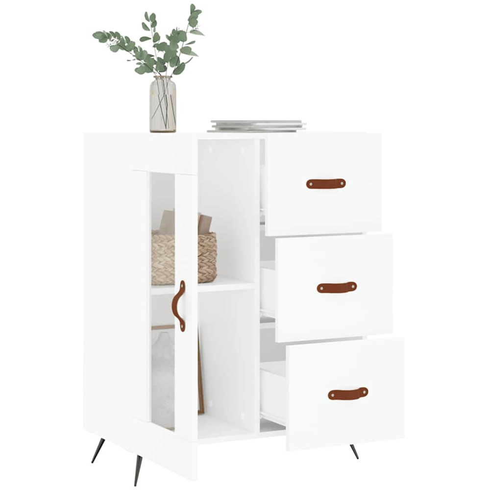 vidaXL Single Glass Door 3 Drawer White Sideboard Image 4