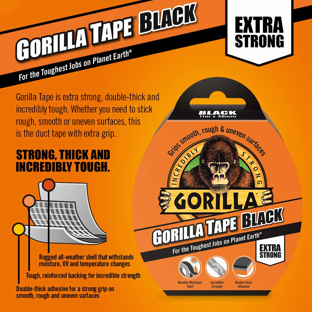 Gorilla Black Tape 11m x 48mm Image 2